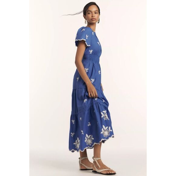 New Anthropologie The Somerset Maxi Dress: Embroidered Edition Navy Size XS - Picture 4 of 15